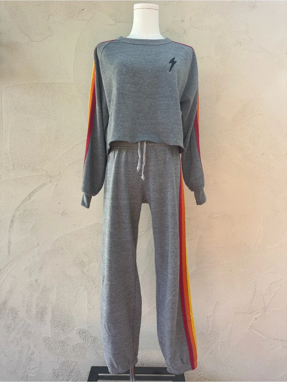 Aviator Nation 5-Stripe Sweatpants Heather Gray Size S - Picture 12 of 12